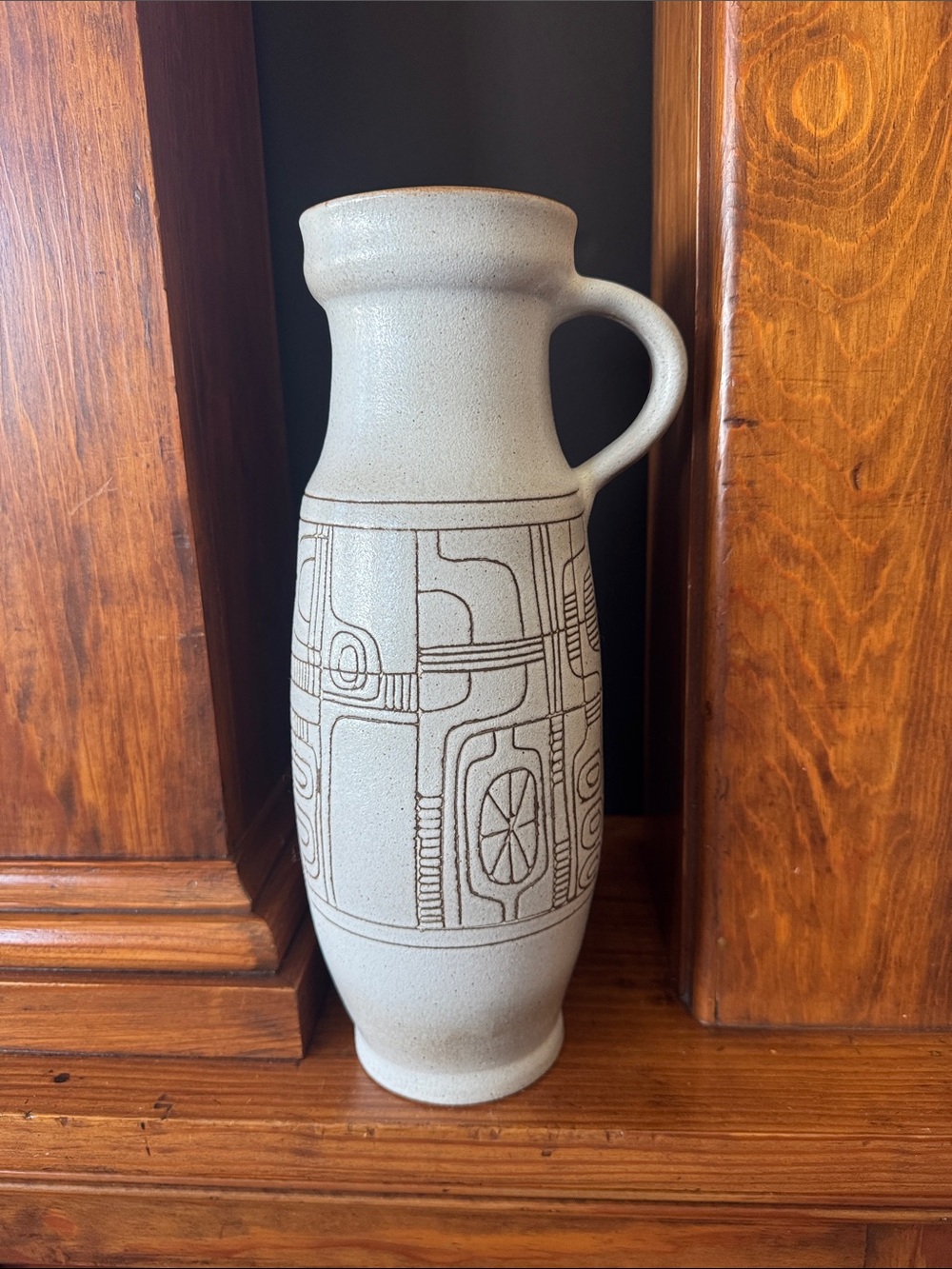 Lapid Israel Sgraffito Mid-Century Glazed Ceramic Pitcher